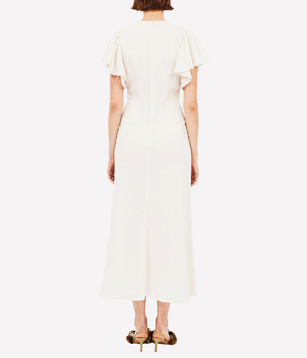 Blithe Flutter Sleeve Midi Dress in Pristine