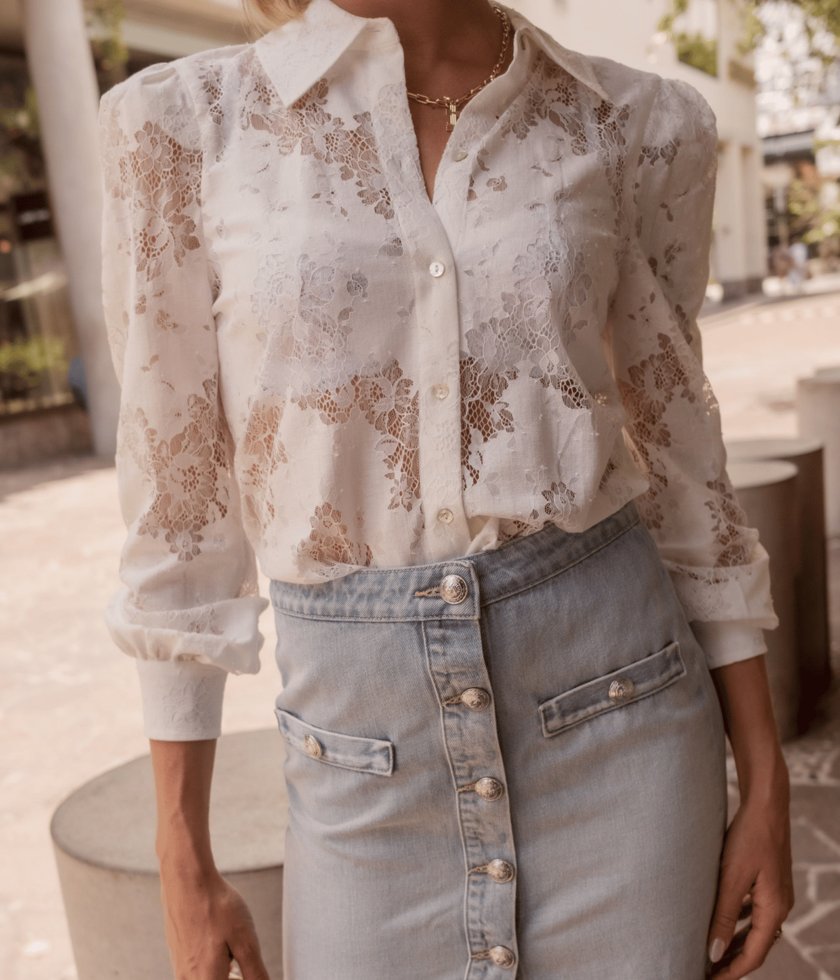 Kris Button Front Mini Skirt in Fontana