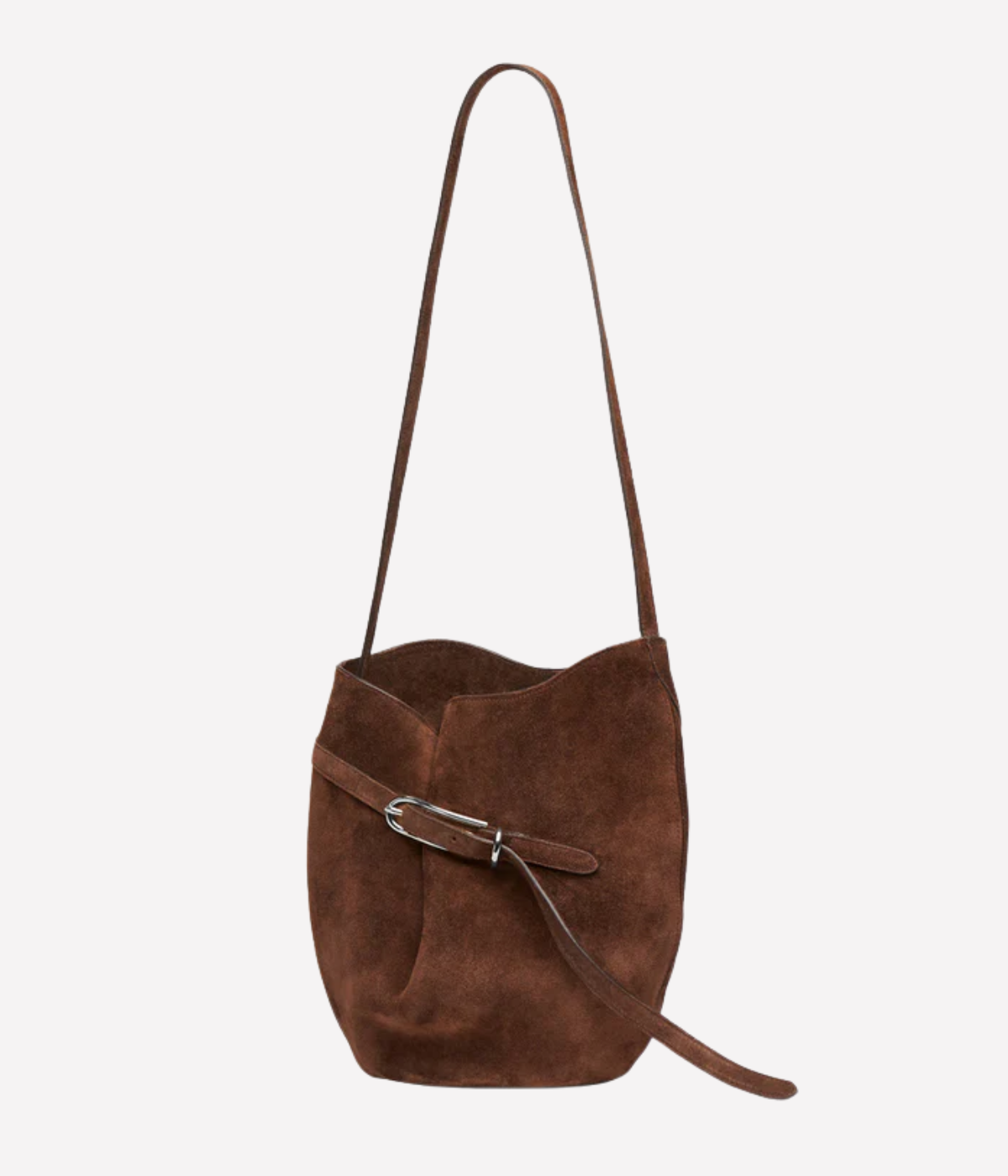 Small Belted Bucket Bag in dark brown