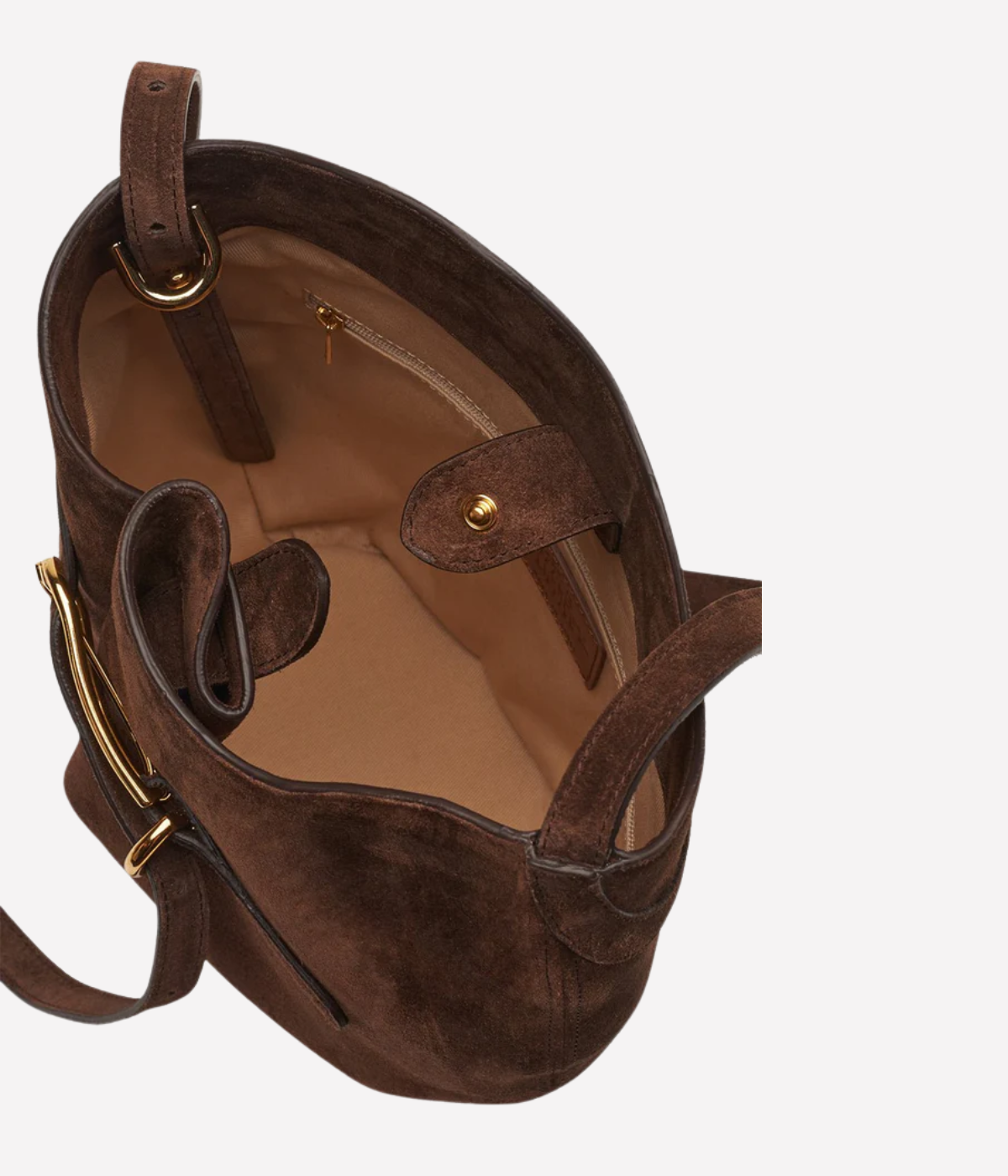 Small Belted Bucket Bag in dark brown