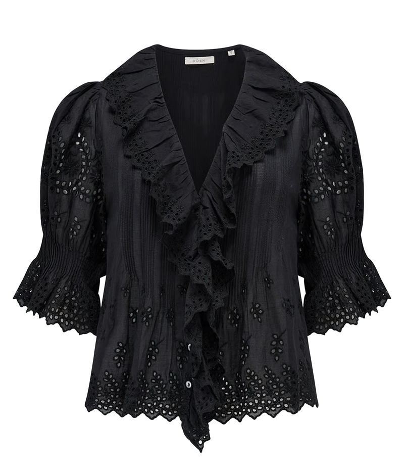 Henri Top In Black Eyelet