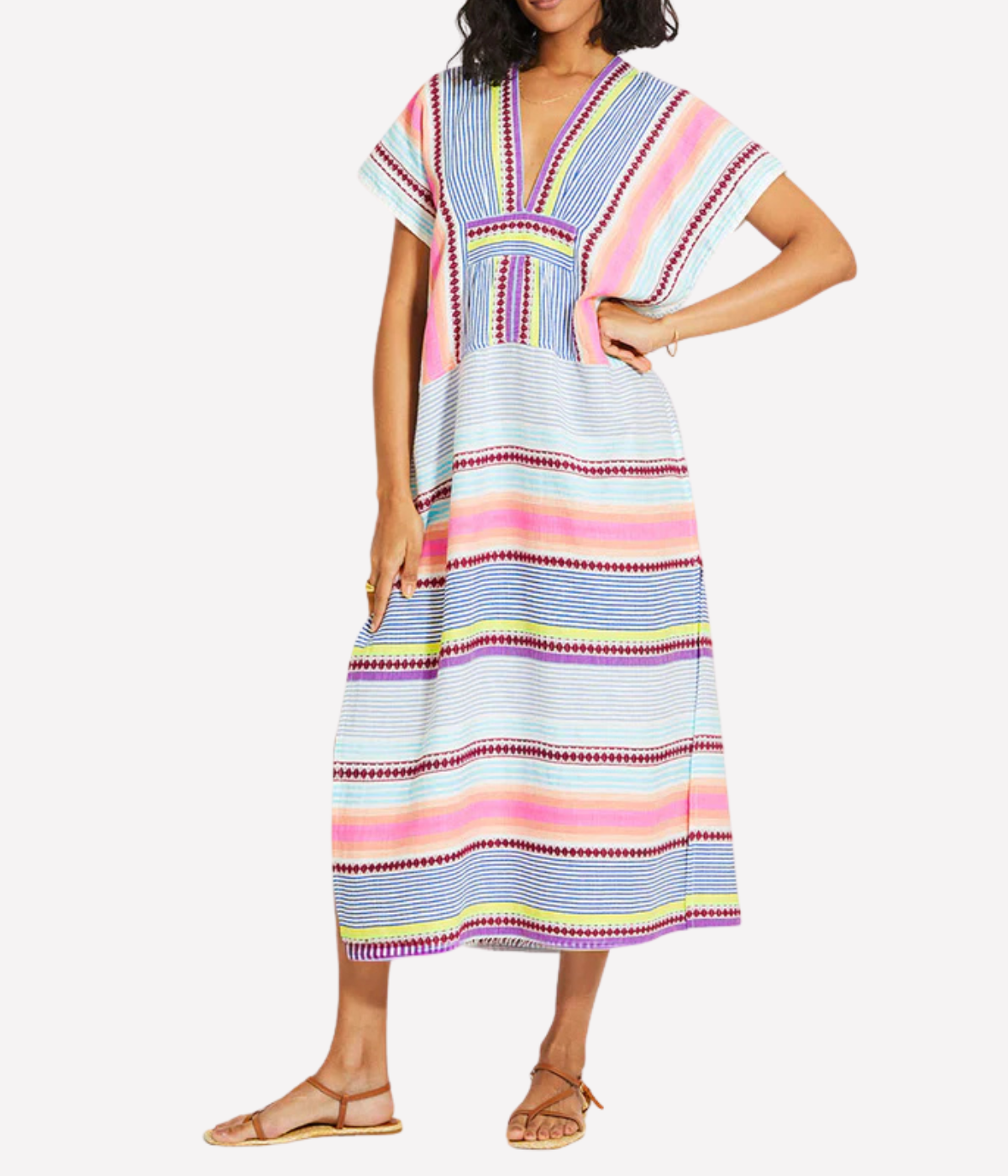 Gasira V Neck Caftan in Cirq Citrus