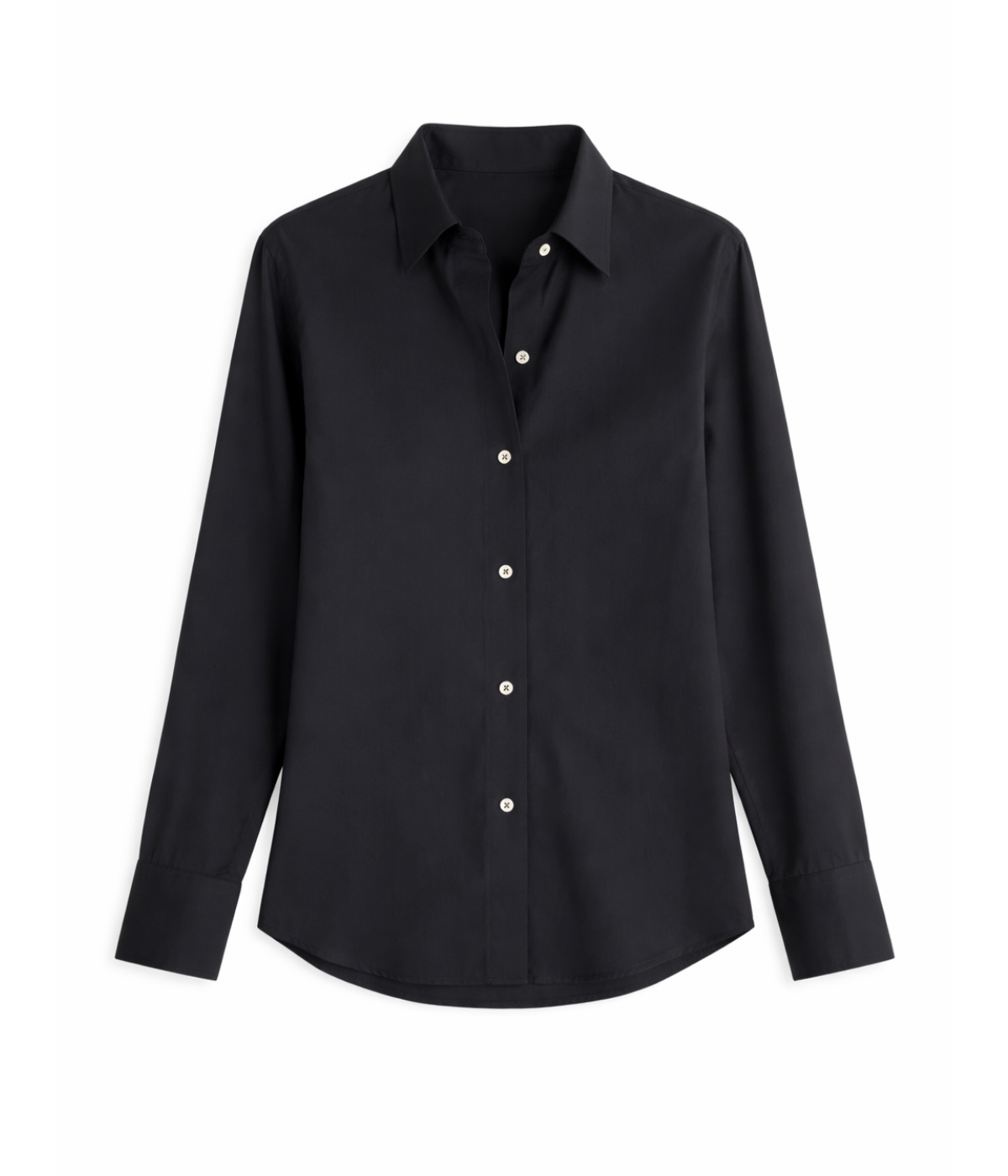 L/S Button Down Silk Blouse in BLACK