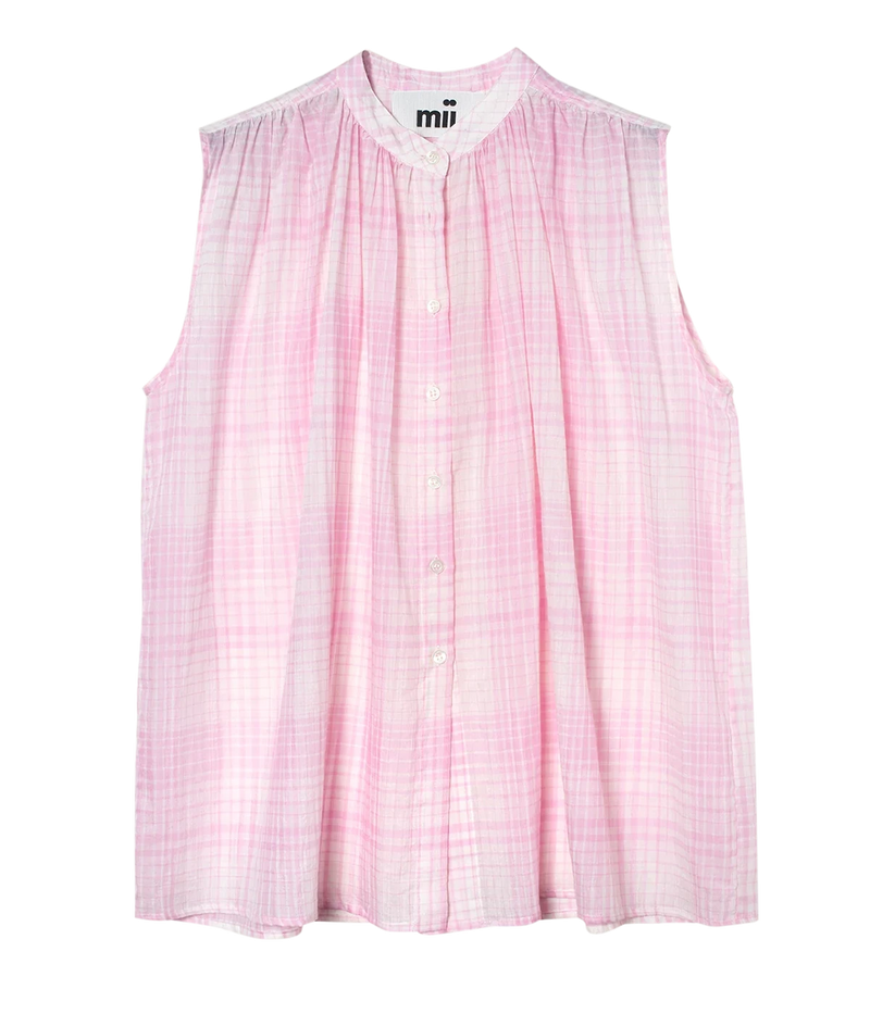 Woven Cotton Silk Shirt in Orleander Pink