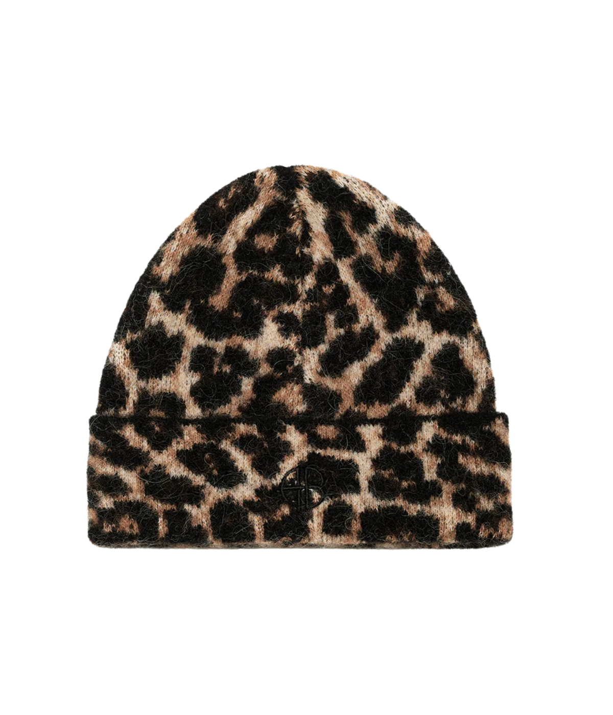 Elia Beanie in Black Brown Leopard
