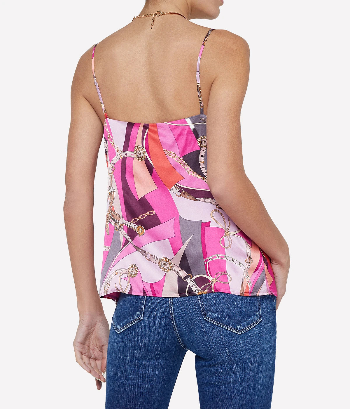 Jane Spaghetti Top in Pink Multi Buckle Swirl