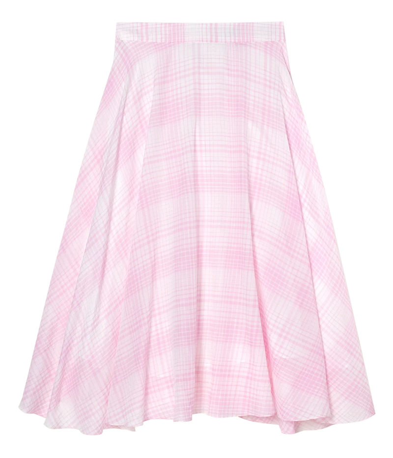 Woven Cotton Silk Skirt in Orleander Pink