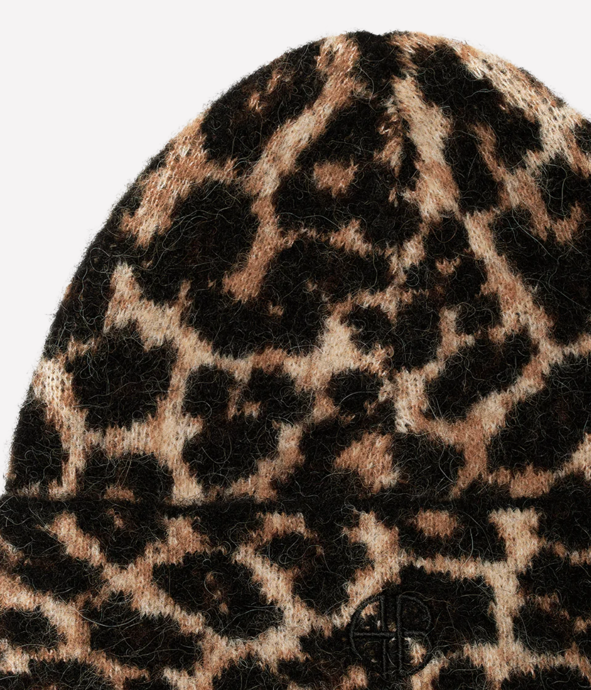Elia Beanie in Black Brown Leopard