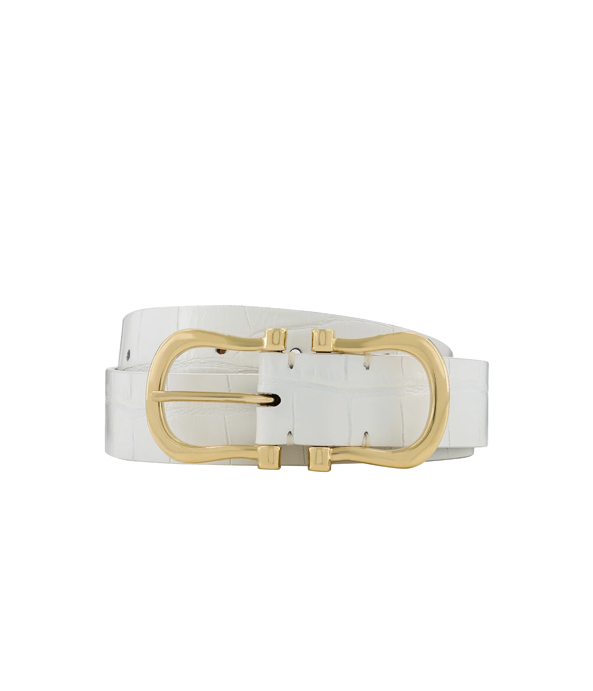 Baby Gold Nicky X Belt in White Crocco