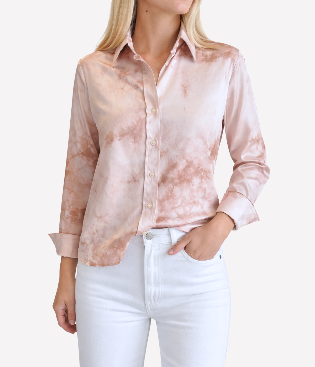 Long Sleeve Button Shirt in Rose Cloud