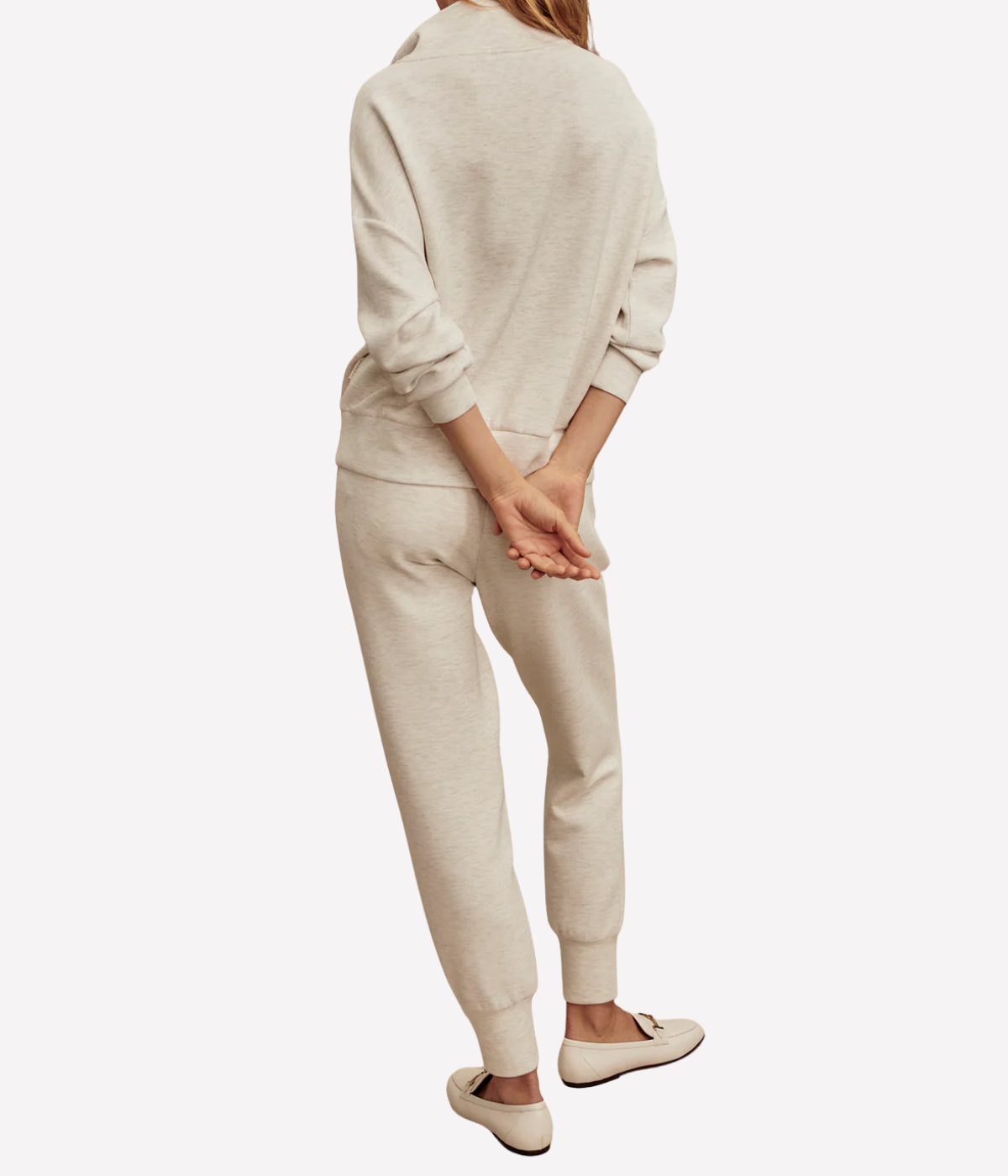 Hawley Half Zip Sweatshirt in Ivory Marl