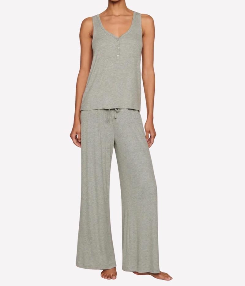 Dream Rib V Neck Tank In Dark Heather Grey
