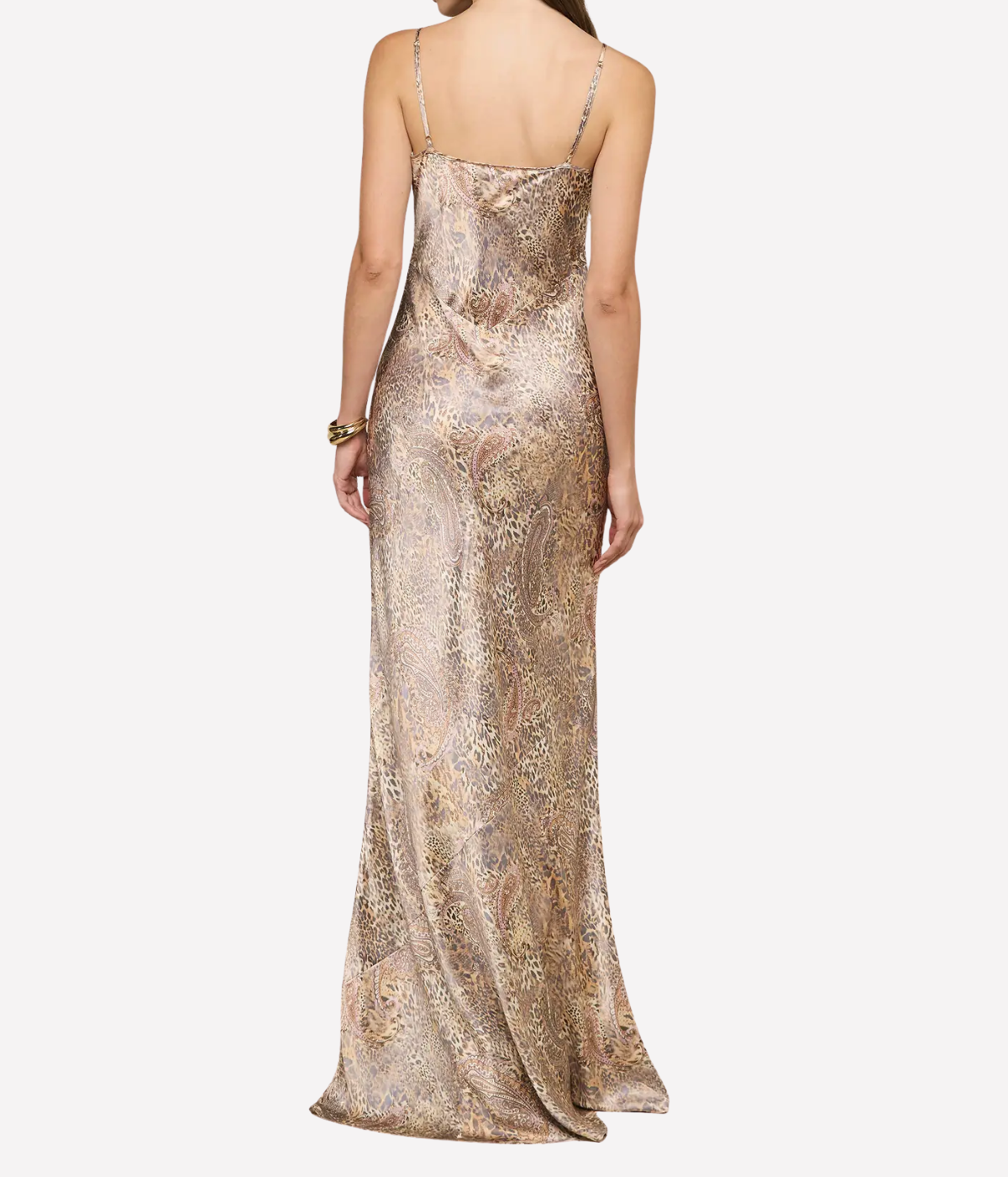 Charmaine U Neck Gown In Tan Valencia Leopard