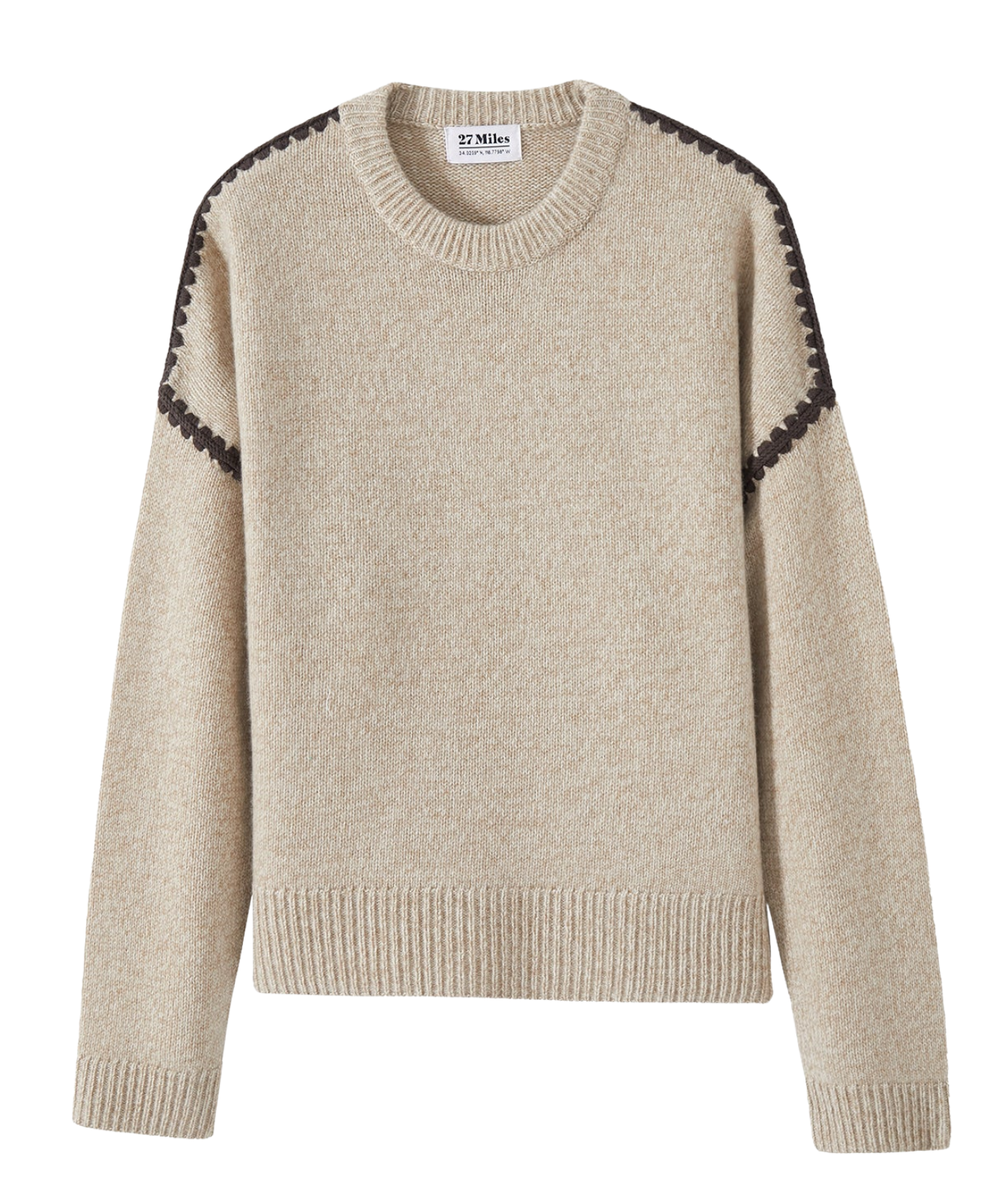 Maika Cashmere Crew Neck Pullover in Oatmeal