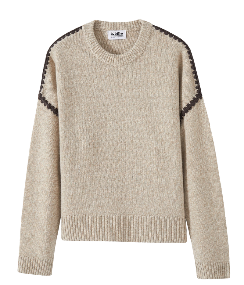 Maika Cashmere Crew Neck Pullover in Oatmeal
