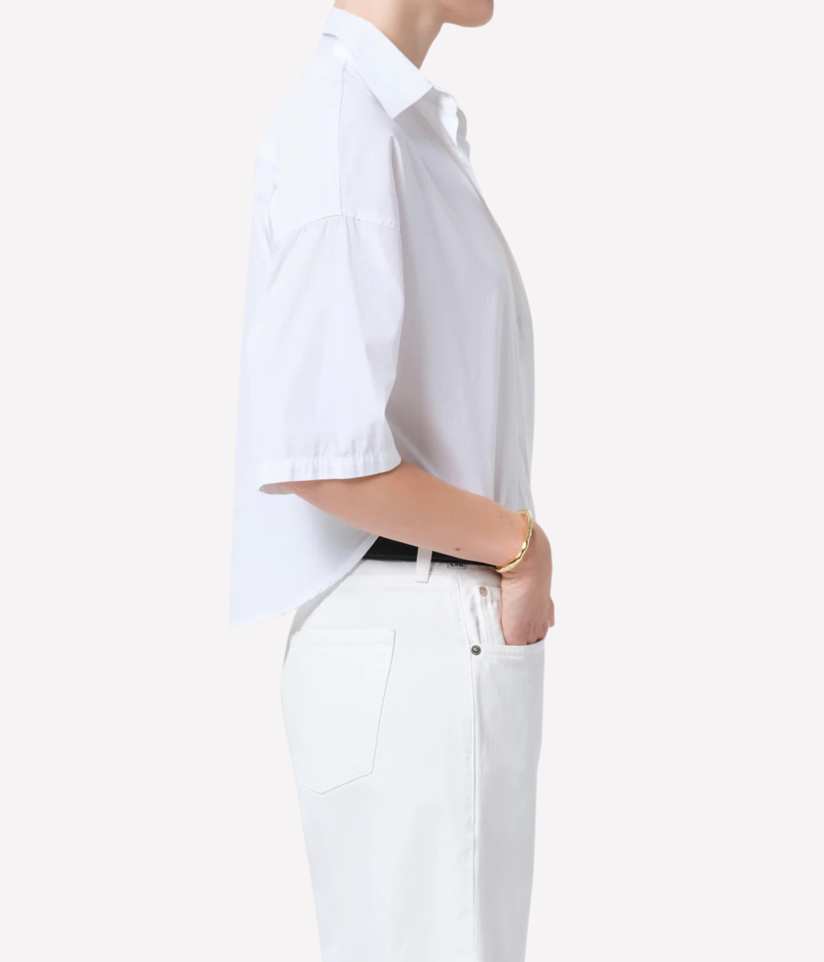 Frances Cropped Shirt in Optic White