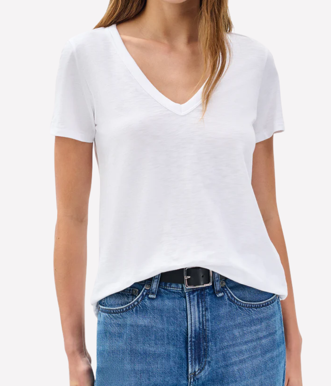 The Slub V T Shirt in Bright White
