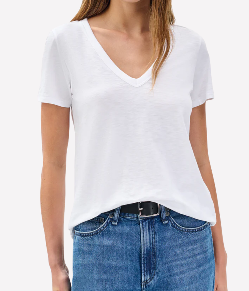 The Slub V T Shirt in Bright White