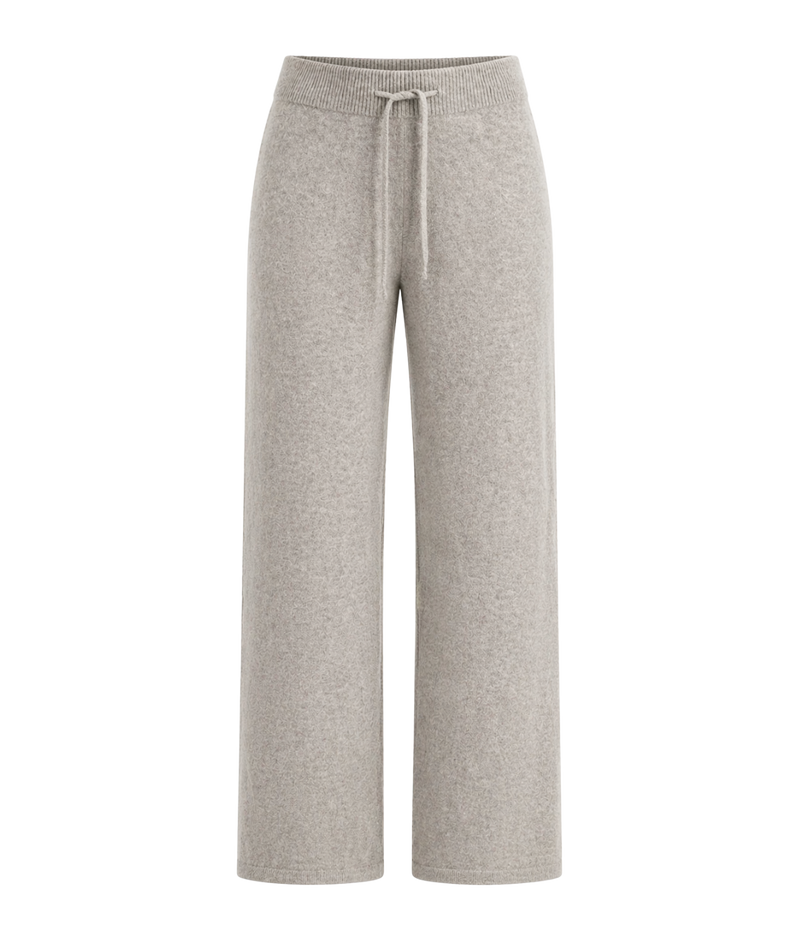 Soft Goat Cashmere Wide Leg Pant in Greige – Flat Lay