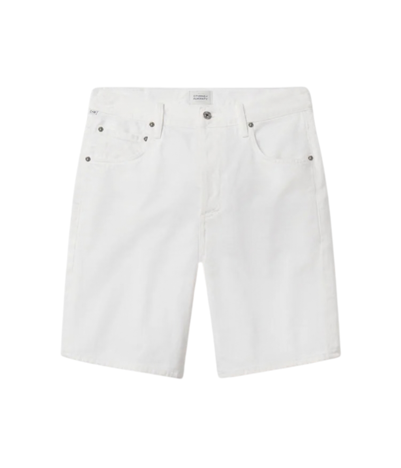Flat lay view of Citizens of Humanity Ayla Short in Serene featuring a relaxed silhouette, versatile inseam, and premium cotton denim construction.