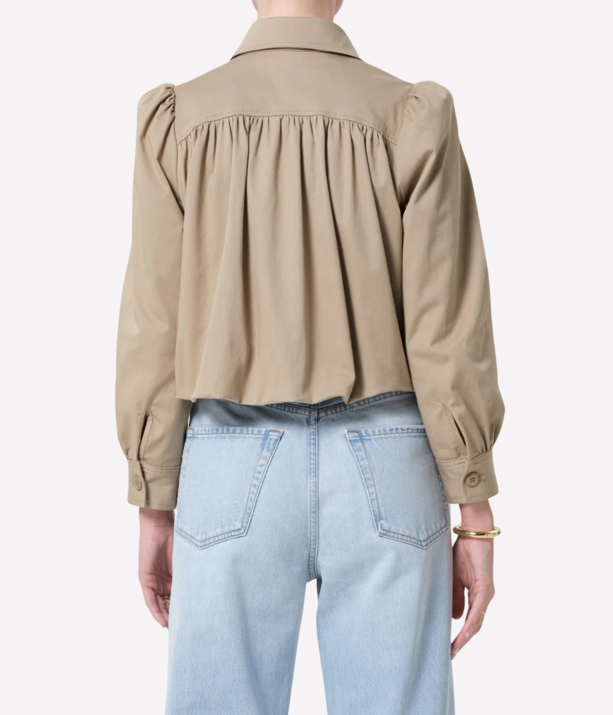 Everly Shirred Crop Jacket In Catalina