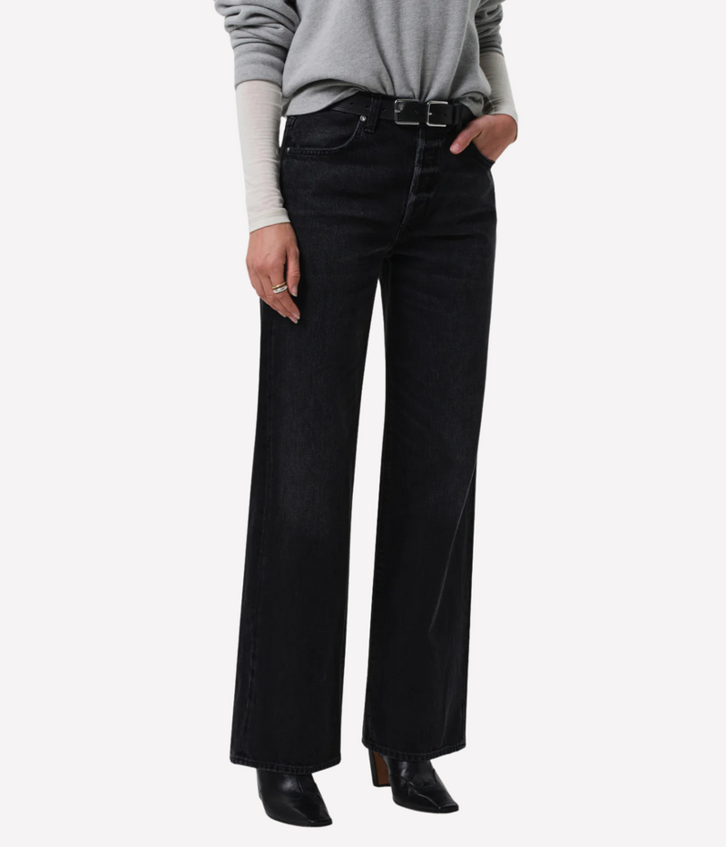 Citizens of Humanity Annina Jean in Raine worn on model, lower body angled front view of high-rise straight leg denim jeans showing fit and silhouette