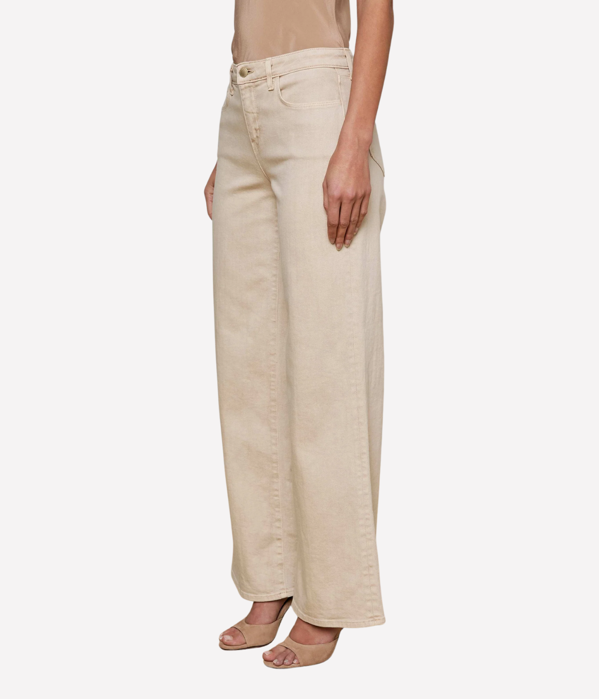 Alicent H/R Wide Leg Jean in Blanc
