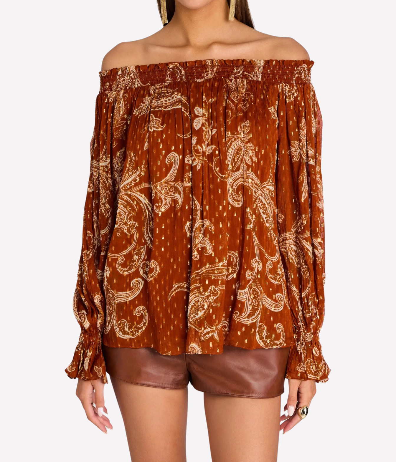 Smocked Off Shoudler Top In Multi