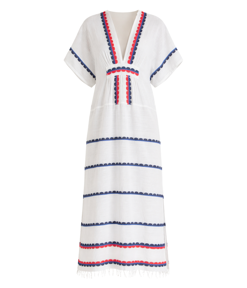 Gasira V Neck Caftan in Kibebi Marine