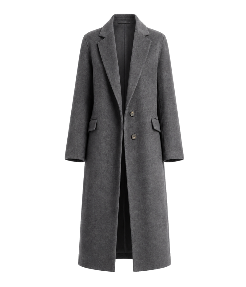 Single Breasted Classic Coat in Charcoal