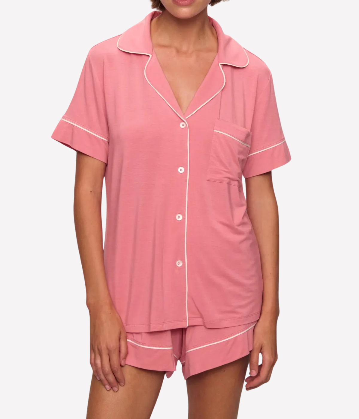 Gisele Short Sleeve PJ Set in Sunkissed Coral
