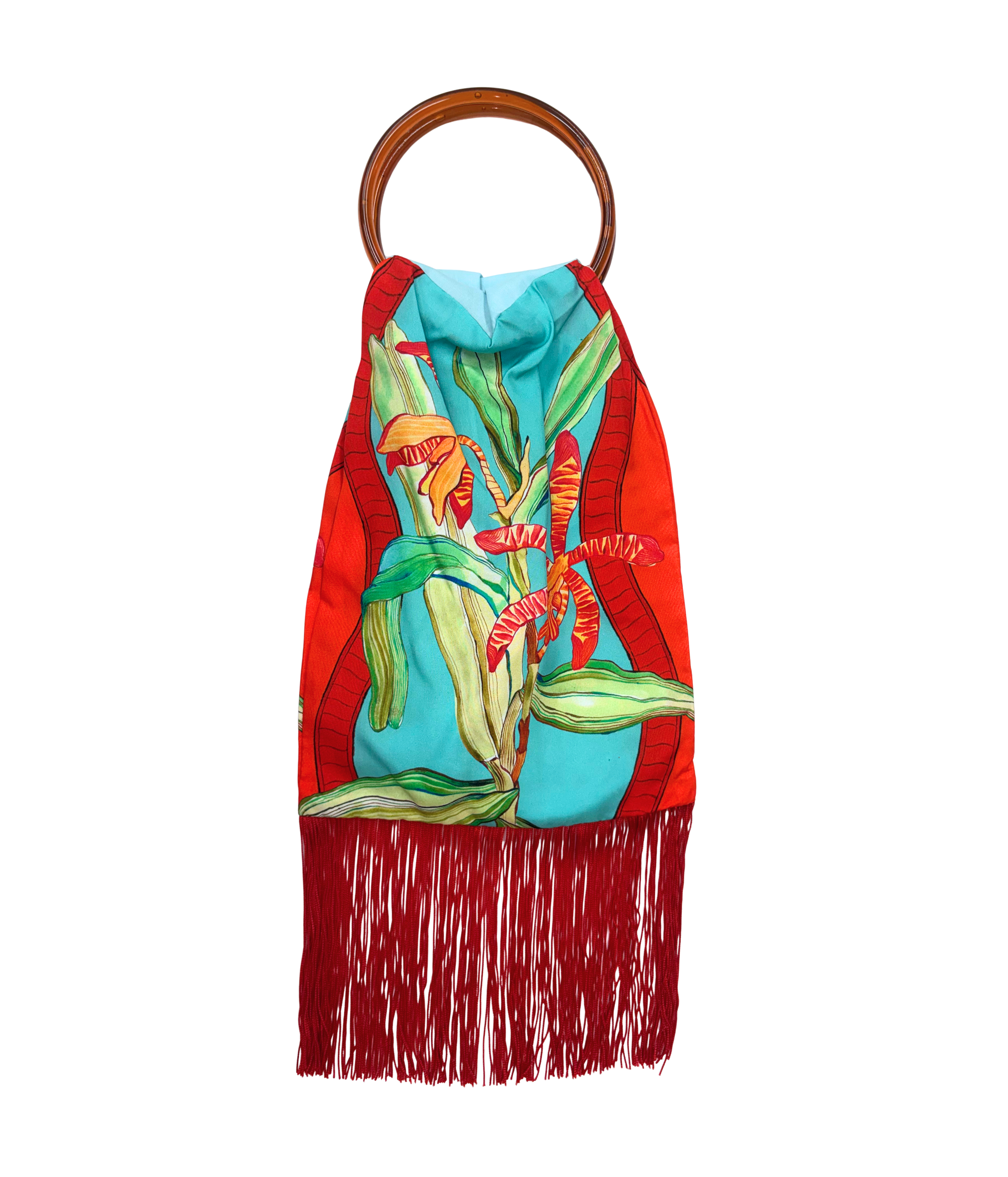 Silk Fringe Bag Small in Azzure