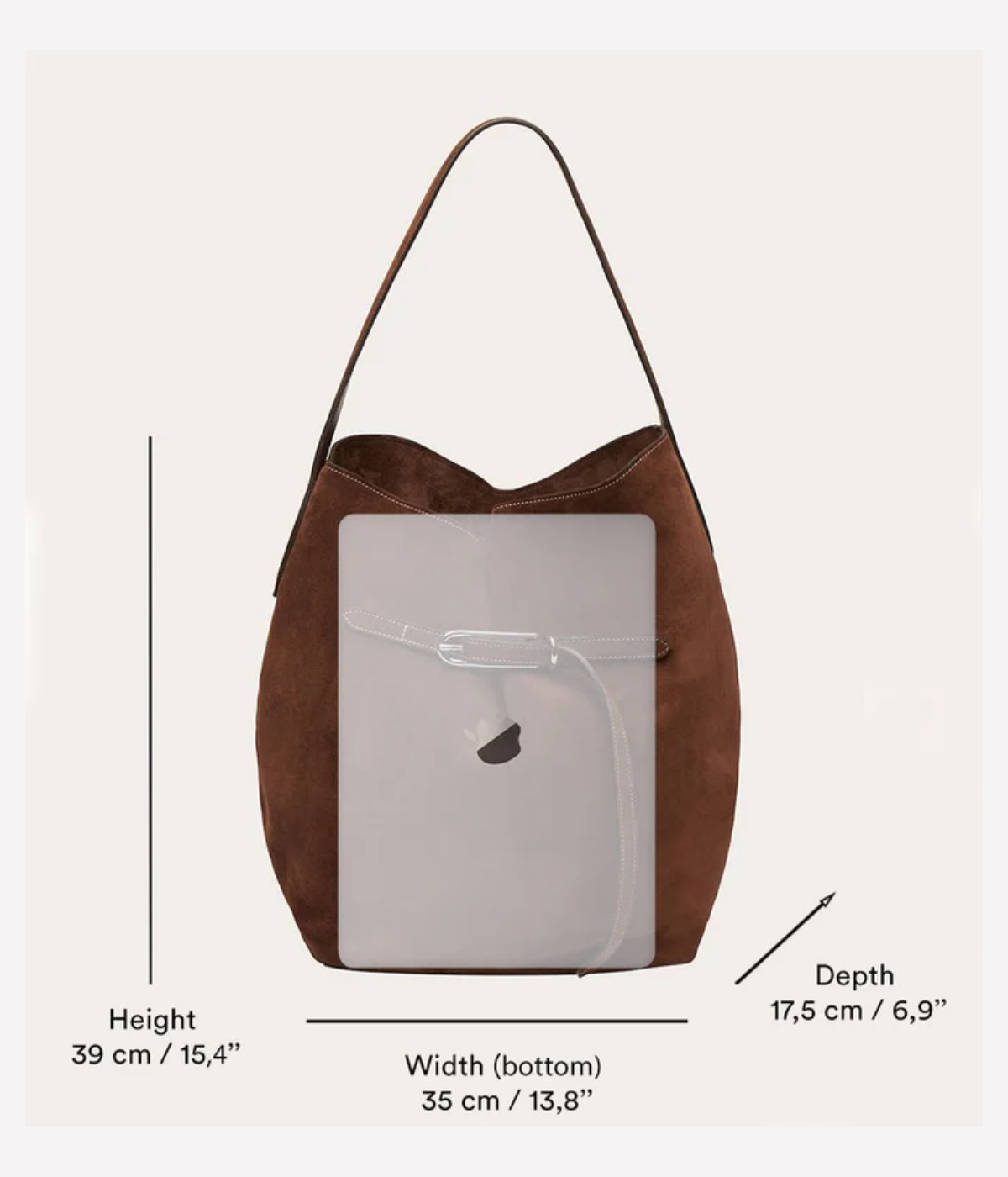 Belted Bucket Bag Large in dark brown