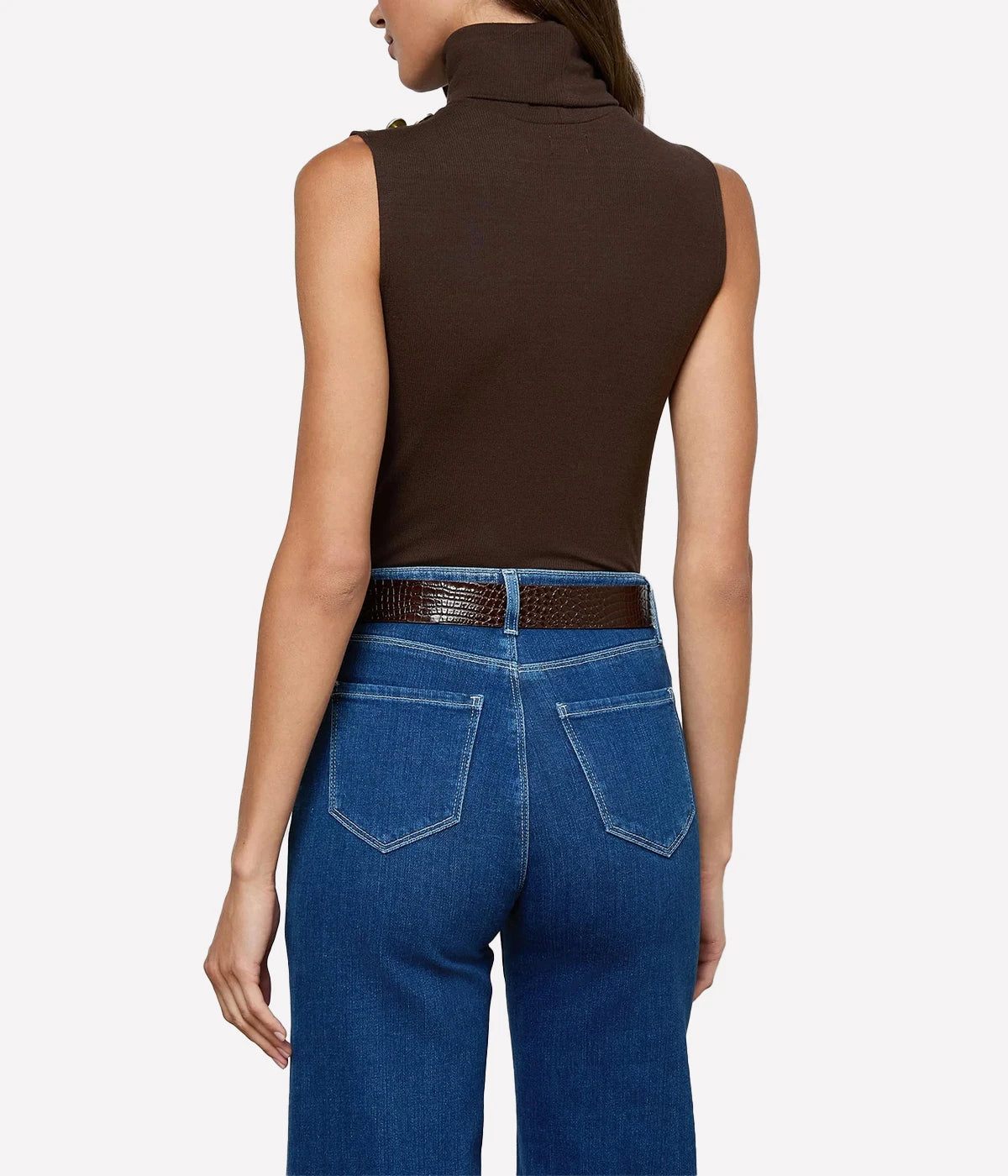 Ceci Sleeveless Turtleneck in Coffee Bean