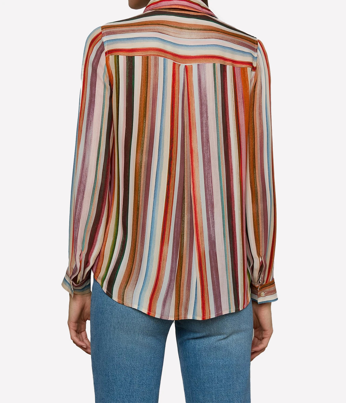 Nina LS Blouse In Multi Watercolor Stripe