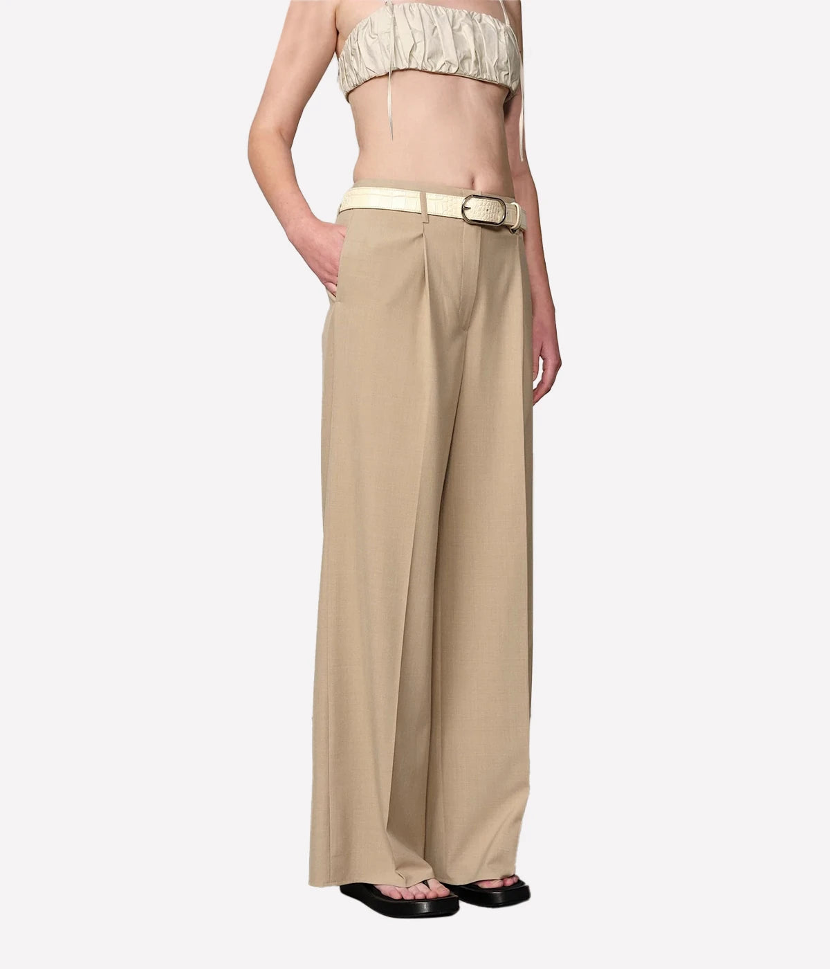 Felicia Midt Waist Pants In Sand