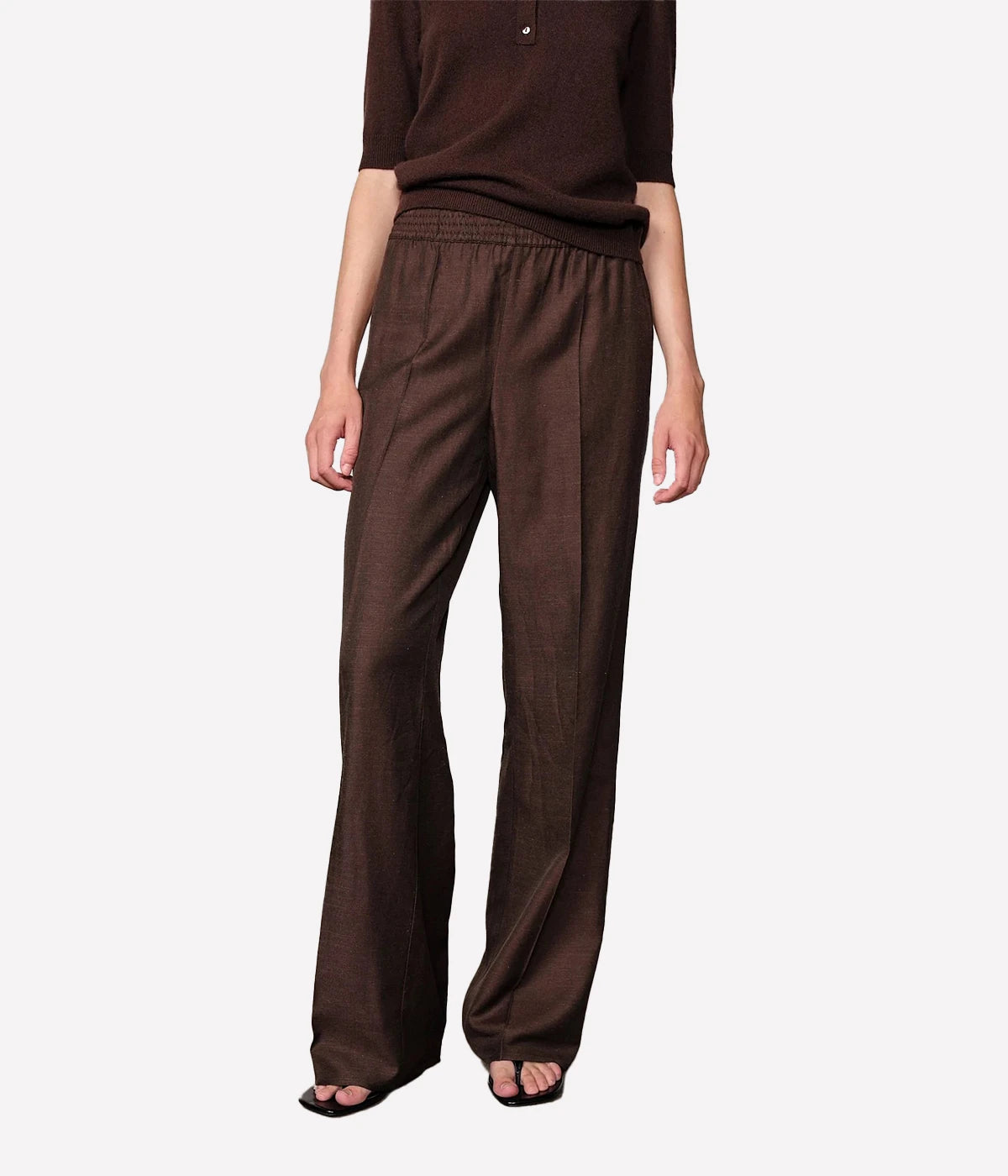 Pinky Midt Waist Pant In Java Brown