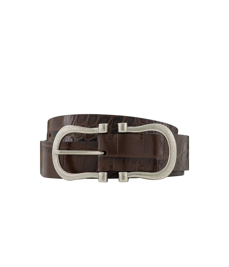 Baby Silver Nicky Belt in Chocolate Crocodile