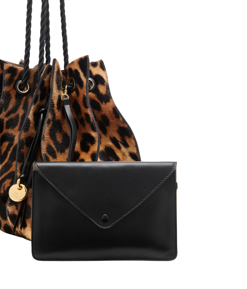 Adria Large Drawstring Tote In Leopard