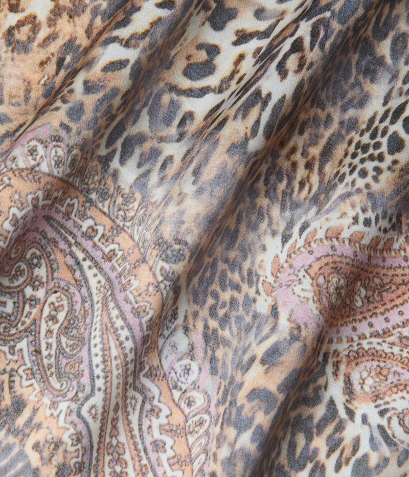 Charmaine U Neck Gown In Tan Valencia Leopard