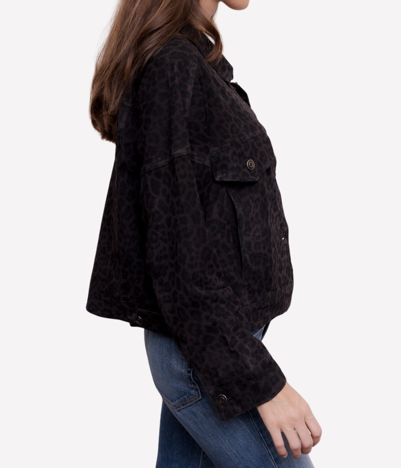 Womens Leather Jacket in Slate