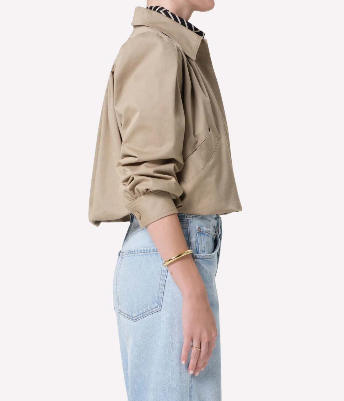 Everly Shirred Crop Jacket In Catalina