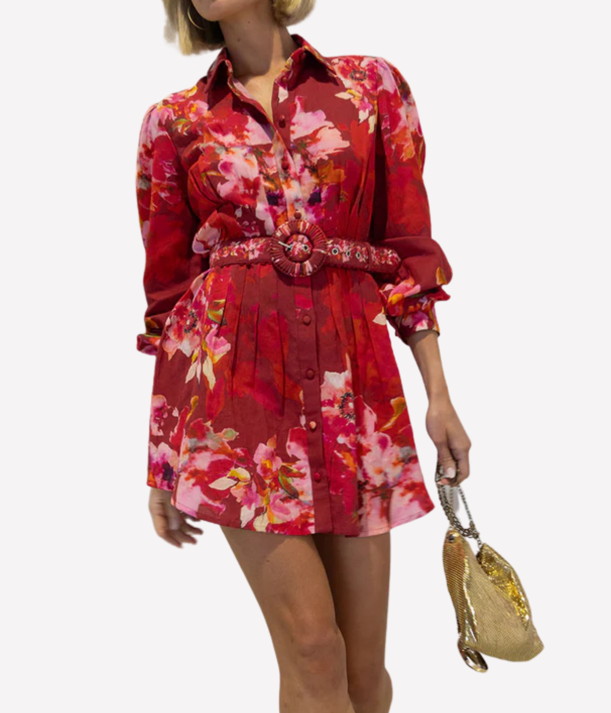 *FINAL SALE* Short Dress with Buckle in Burgundy Mix