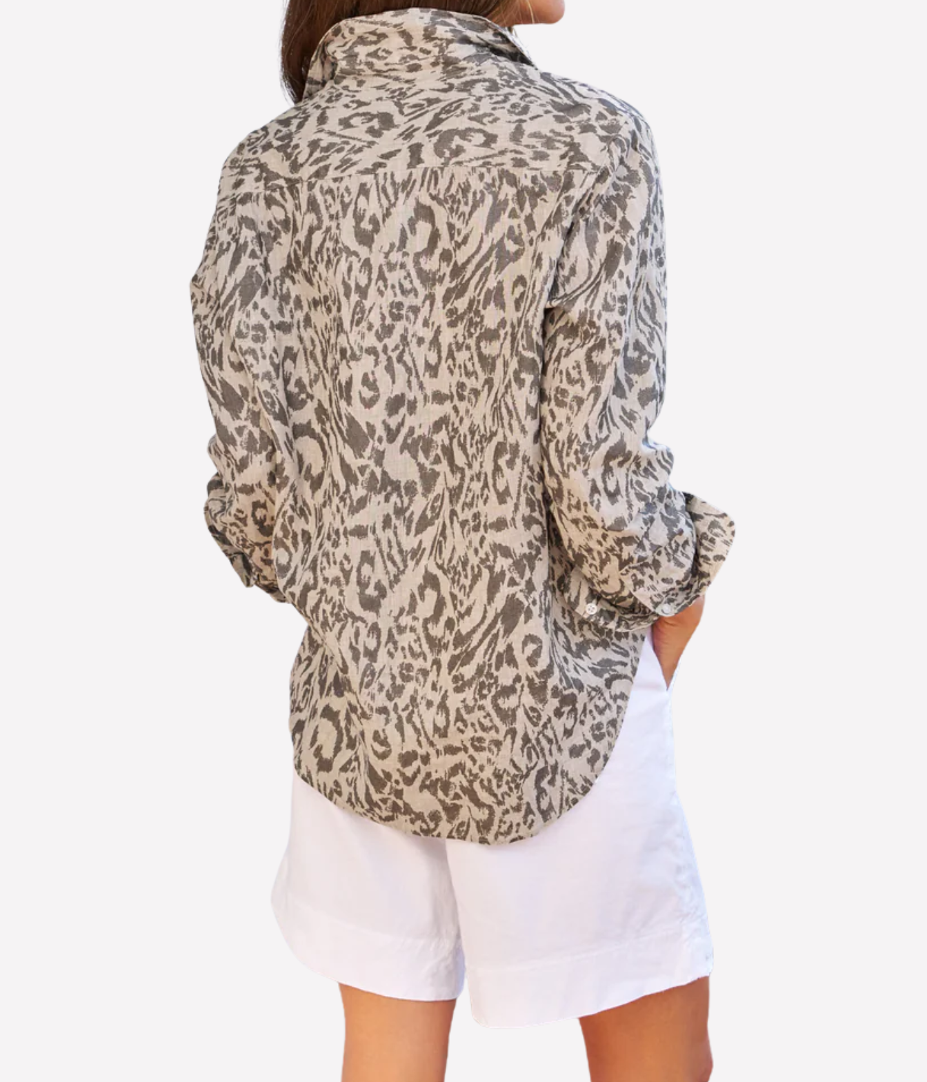 Eileen Woven Button Up Shirt in Glitter Animal Print