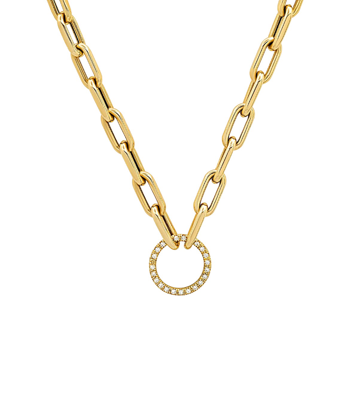 Open Link w/ Diamond Charm Holder in 14k Yellow Gold