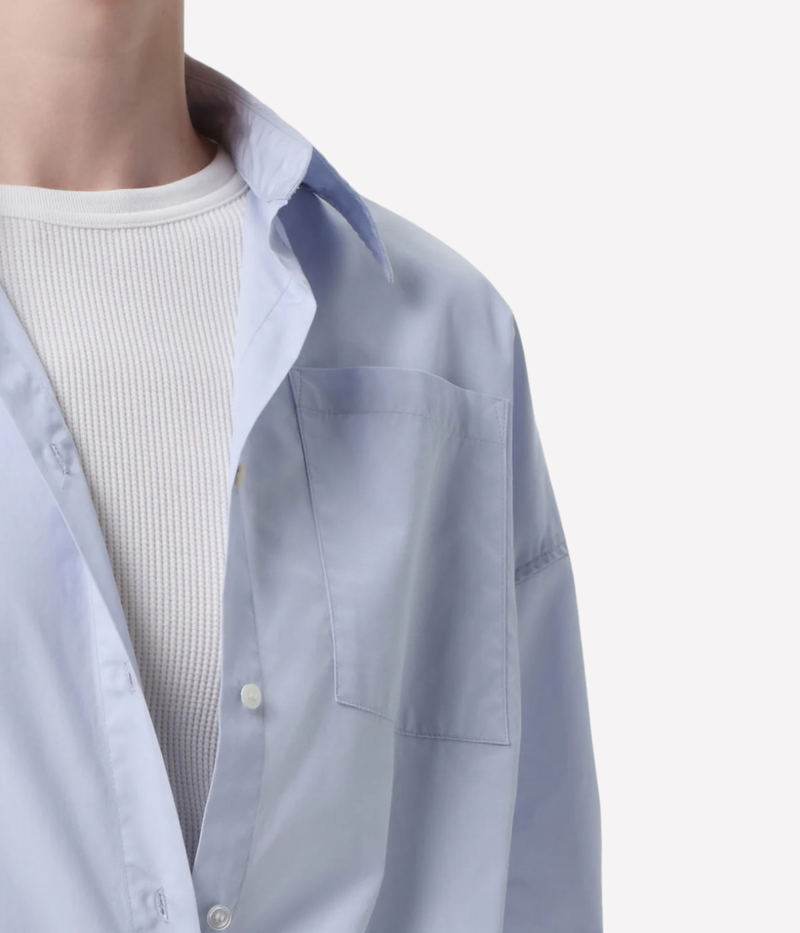 Frances Cropped Shirt in Baby Blue