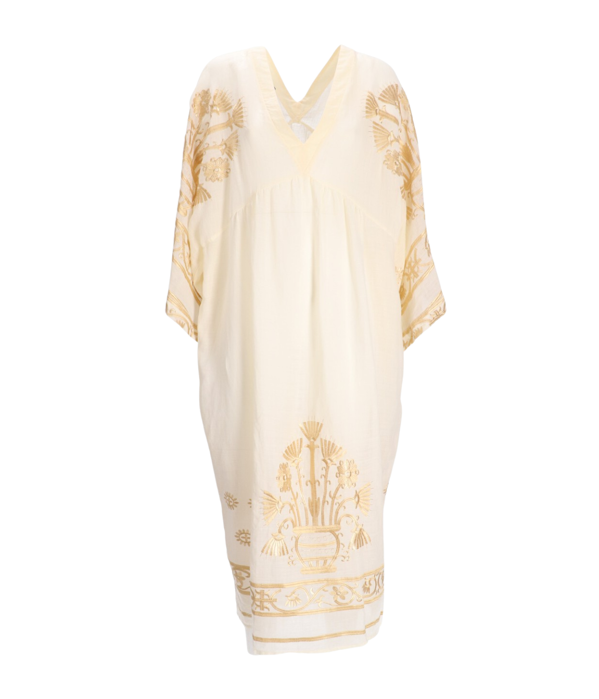 Crete Bell Sleeve Long Dress in Beige Gold