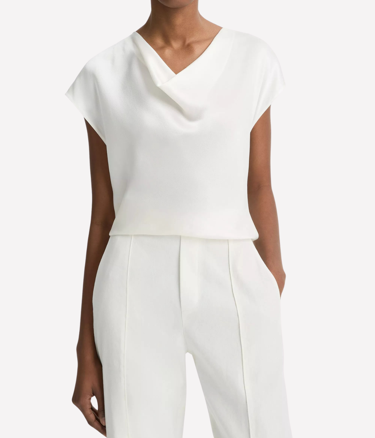Cowl Neck Blouse In Off White