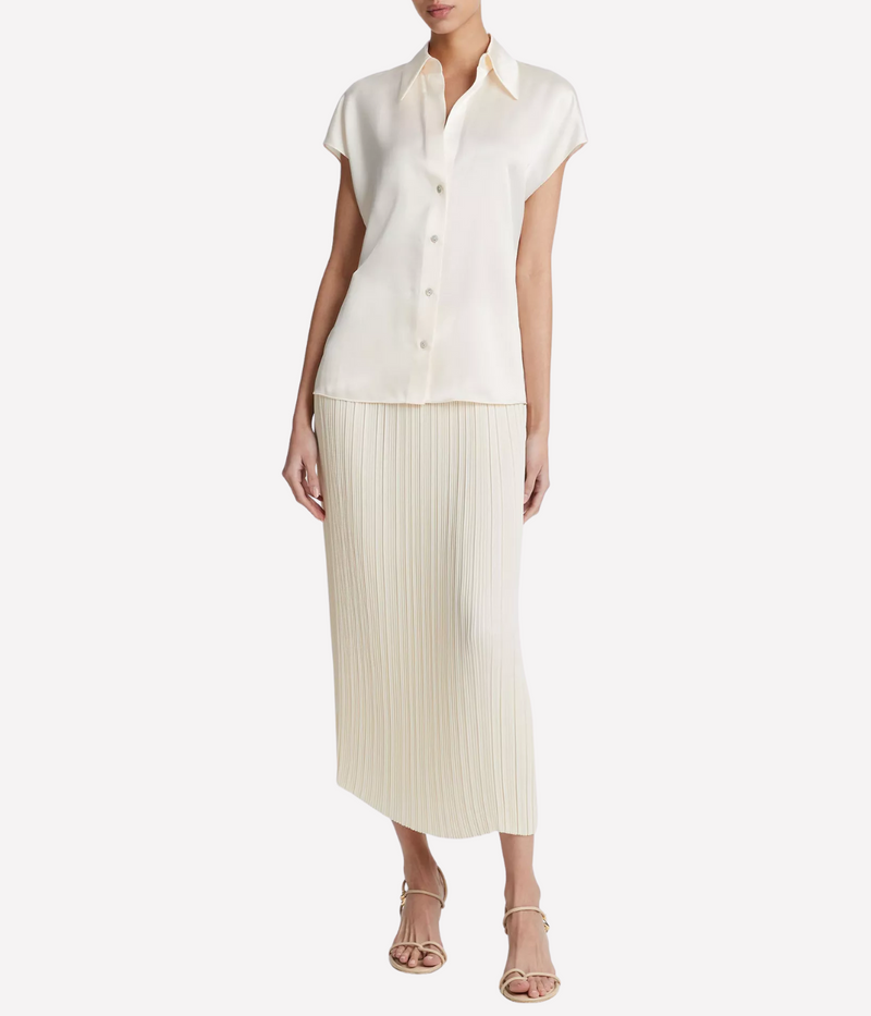 Cap Sleeve Ruched Back Blouse in Chiffon