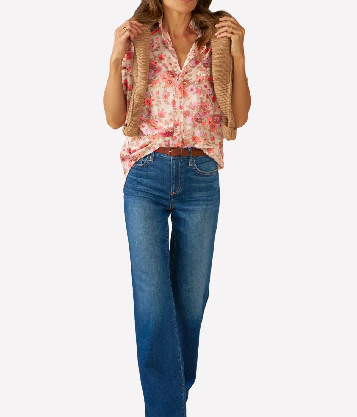 Eileen Woven Button Up Shirt in Neon Muted Florals